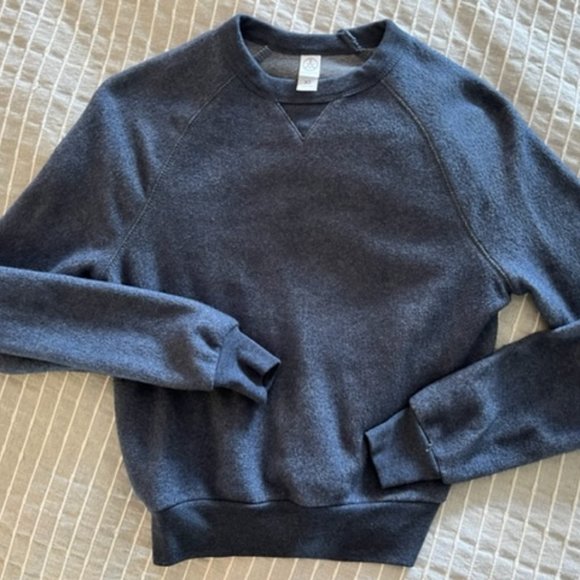 Alternative Apparel Teddy Baby Champ Textured Crewneck Sweatshirt Blue, XS - Picture 2 of 5